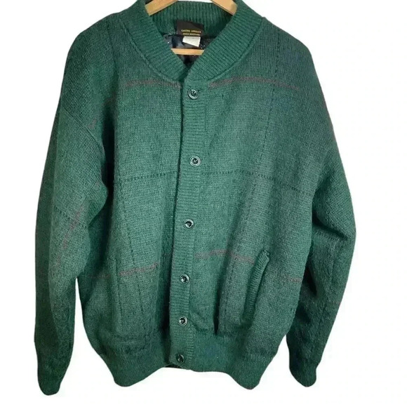 FLAVIO BRIGA Men's Chunky Cardigan Coat Size Large Hunter Green - Picture 1 of 11